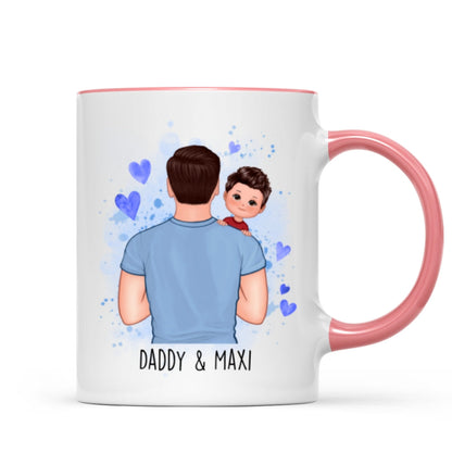 Daddy Grandpa Carrying Kids Watercolor Personalized Mug