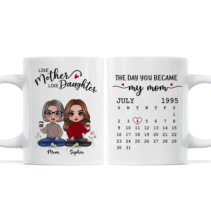 Doll Like Mother Daughter The Day You Became My Mom Calendar Date Mother's Day Gift For Mom Personalized Mug