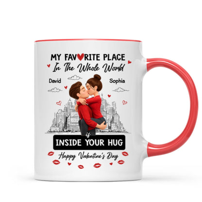 My Favorite Place in the Whole World is Inside Your Hug - Personalized Mug - Sentimental Couple Gift for Him