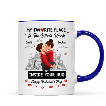 My Favorite Place in the Whole World is Inside Your Hug - Personalized Mug - Sentimental Couple Gift for Him