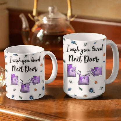 Long Distance I Wish We Lived Closer - Personalized 3D Inflated Effect Printed Mug, Personalized White Edge-to-Edge Mug