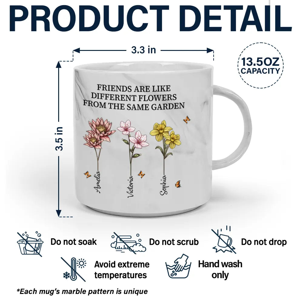 It Takes A Long Time To Grow Old Friends Birth Flowers - Personalized Marble Mug