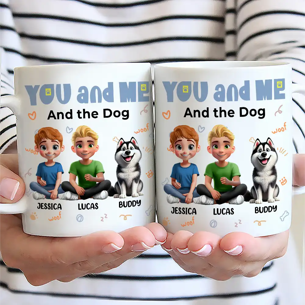 You and Me and the Dogs - Personalized Ceramic Mug for Couples & Dog Lovers, Cute Custom Gift for Valentine's Day & Anniversaries