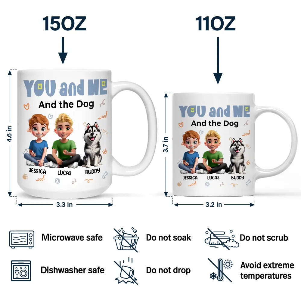 You and Me and the Dogs - Personalized Ceramic Mug for Couples & Dog Lovers, Cute Custom Gift for Valentine's Day & Anniversaries