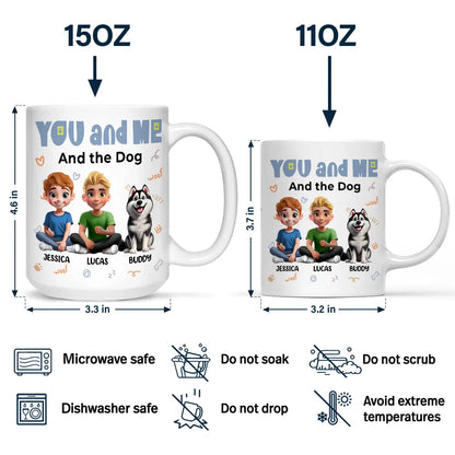 You and Me and the Dogs - Personalized Ceramic Mug for Couples & Dog Lovers, Cute Custom Gift for Valentine's Day & Anniversaries