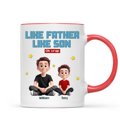 Like Father Like Daughter Son Cartoon Funny Style Personalized Mug, Gift For Dad