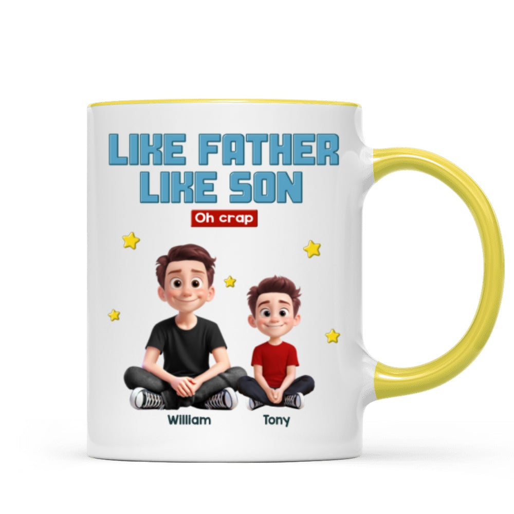 Like Father Like Daughter Son Cartoon Funny Style Personalized Mug, Gift For Dad