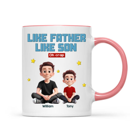 Like Father Like Daughter Son Cartoon Funny Style Personalized Mug, Gift For Dad