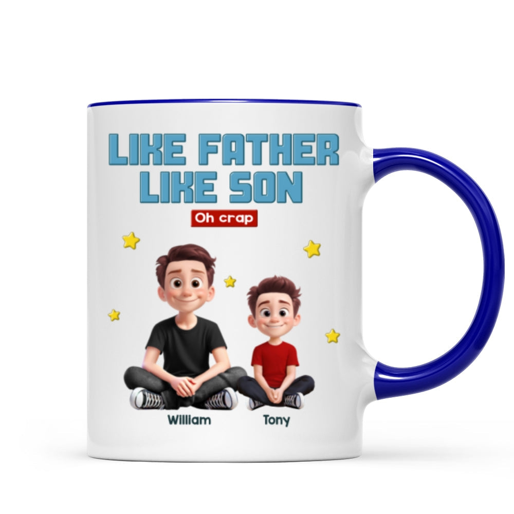 Like Father Like Daughter Son Cartoon Funny Style Personalized Mug, Gift For Dad