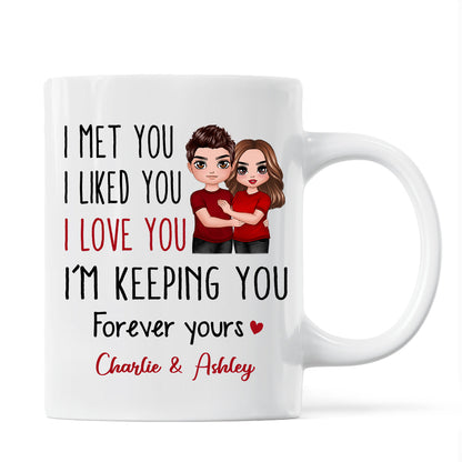 Doll Couple Standing Embracing I Met You I Love You Valentine's Anniversary Gift For Him For Her Personalized Mug