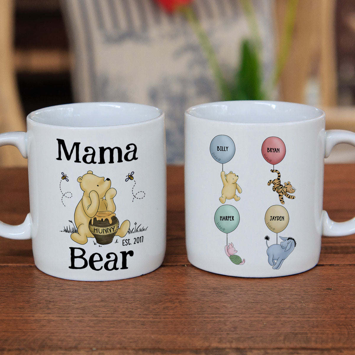 Mama Bear Est. Cute Characters With Balloon Mother's Day Gift For Mom Grandma Auntie Personalized Mug