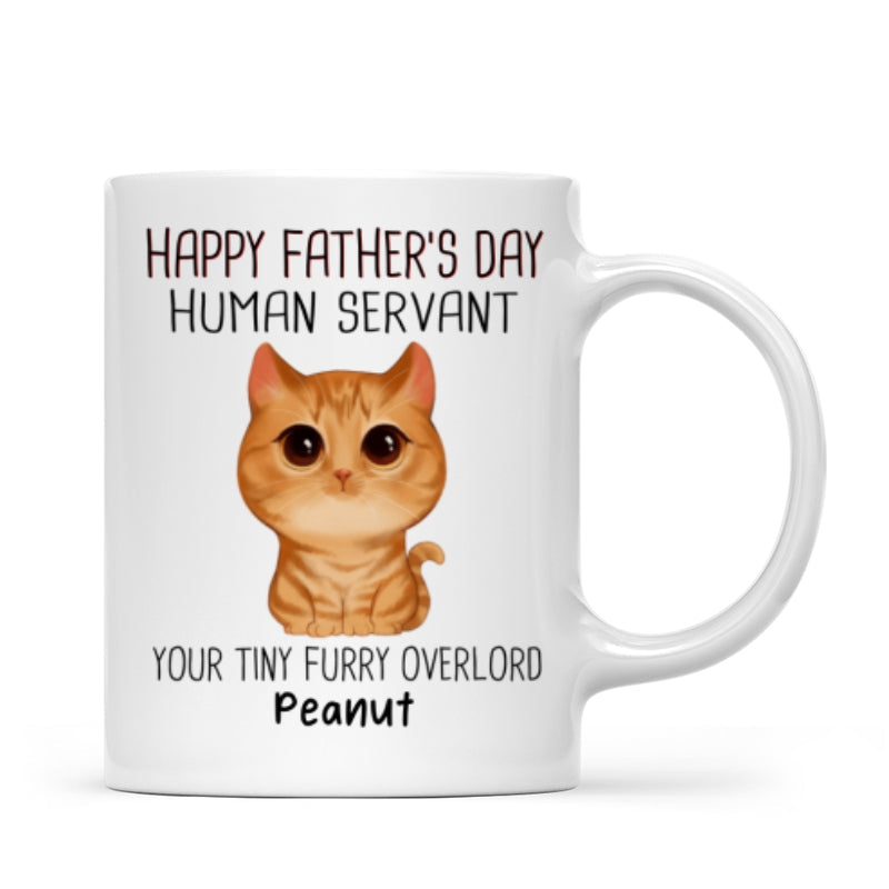 Watercolor Cute Cats Happy Father's Day Cat Human Servant - Personalized Mug