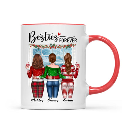 Christmas Besties Back View By Window Personalized Mug
