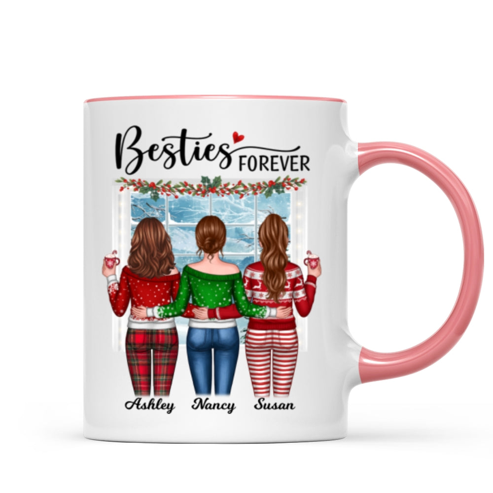 Christmas Besties Back View By Window Personalized Mug