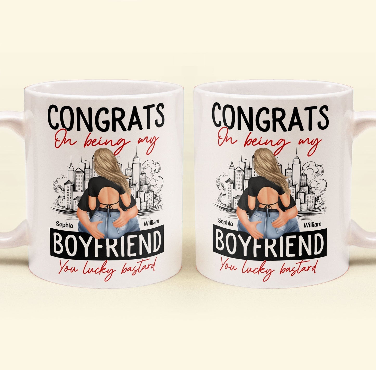 Congrats On Being My Boyfriend - Personalized Mug - Anniversary Gifts For Men, Husband, Him, Boyfriend