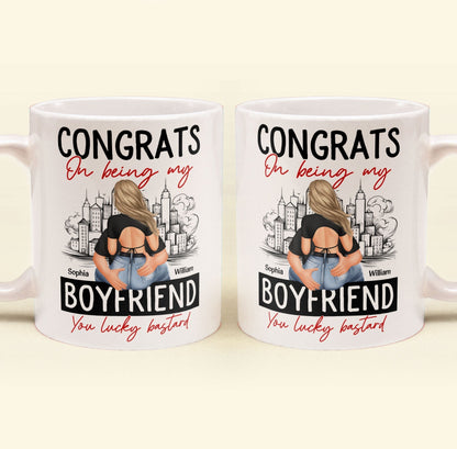 Congrats On Being My Boyfriend - Personalized Mug - Anniversary Gifts For Men, Husband, Him, Boyfriend