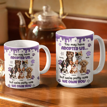 You May Have Adopted Us 3D Effect Dog Cat - Personalized White Edge-to-Edge Mug