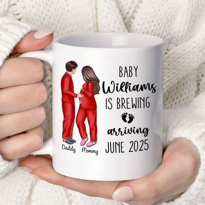 Baby Is Brewing Pregnancy Couple Personalized Mug Expecting Mom Gift, Expecting Parents Gift, Gift
