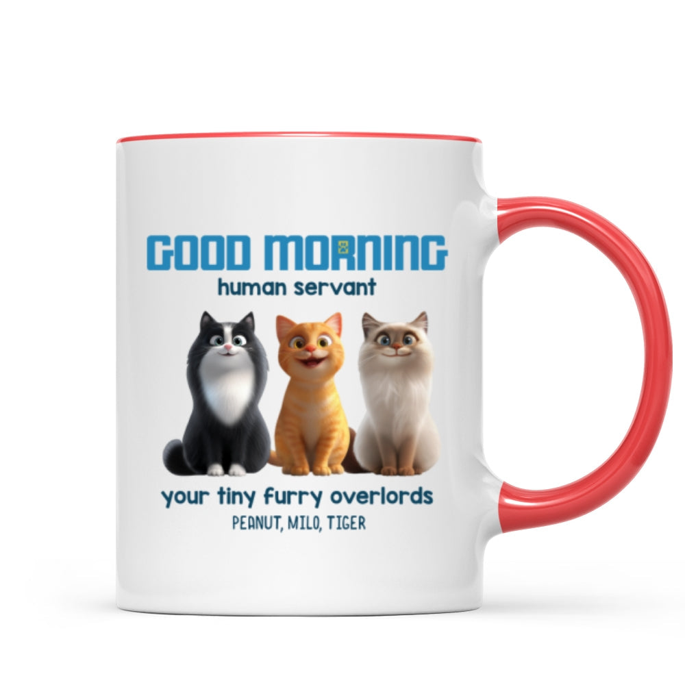 Good Morning Human Servant Personalized Mug, Unique Gift for Cat Mom Cat Dad