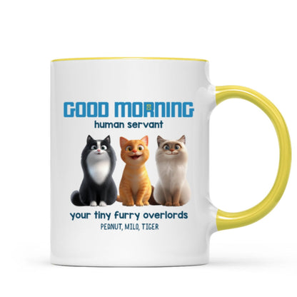 Good Morning Human Servant Personalized Mug, Unique Gift for Cat Mom Cat Dad