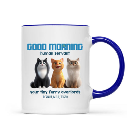 Good Morning Human Servant Personalized Mug, Unique Gift for Cat Mom Cat Dad