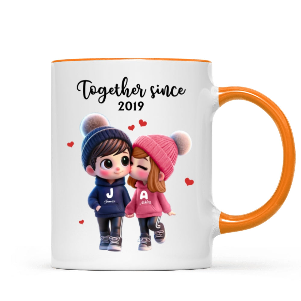 Cute Cartoon Couple Together Since Personalized Mug, Gift for him, Gift for her