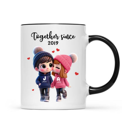 Cute Cartoon Couple Together Since Personalized Mug, Gift for him, Gift for her