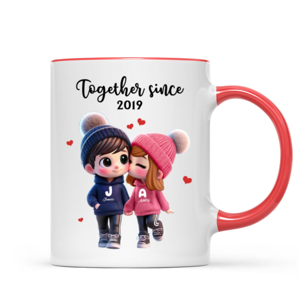 Cute Cartoon Couple Together Since Personalized Mug, Gift for him, Gift for her
