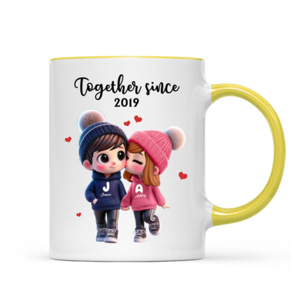 Cute Cartoon Couple Together Since Personalized Mug, Gift for him, Gift for her