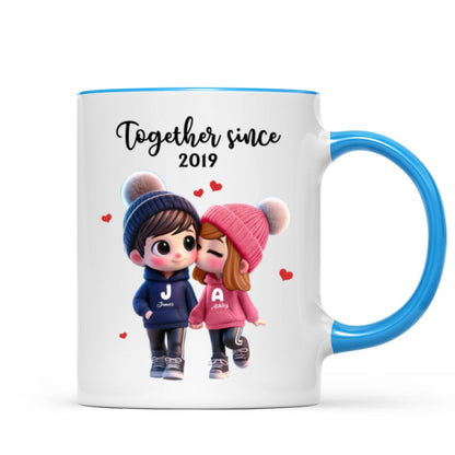 Cute Cartoon Couple Together Since Personalized Mug, Gift for him, Gift for her
