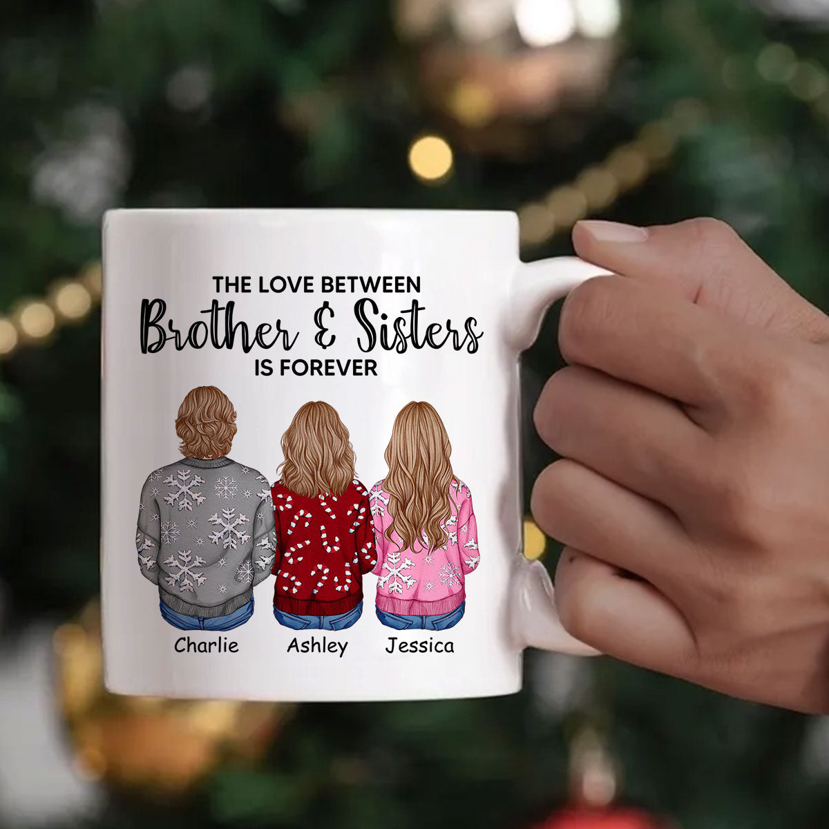 Personalized Siblings Christmas Mug, Personalized Brothers and Sisters Ornament, Siblings Gift