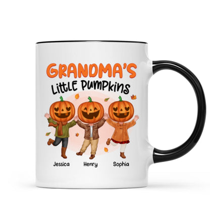 Grandma's Little Pumpkins Happy Kids With Pumpkin Head Personalized Fall Season Mug