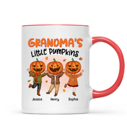 Grandma's Little Pumpkins Happy Kids With Pumpkin Head Personalized Fall Season Mug