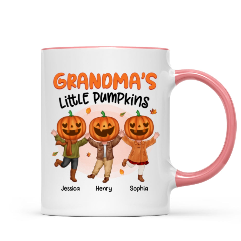 Grandma's Little Pumpkins Happy Kids With Pumpkin Head Personalized Fall Season Mug