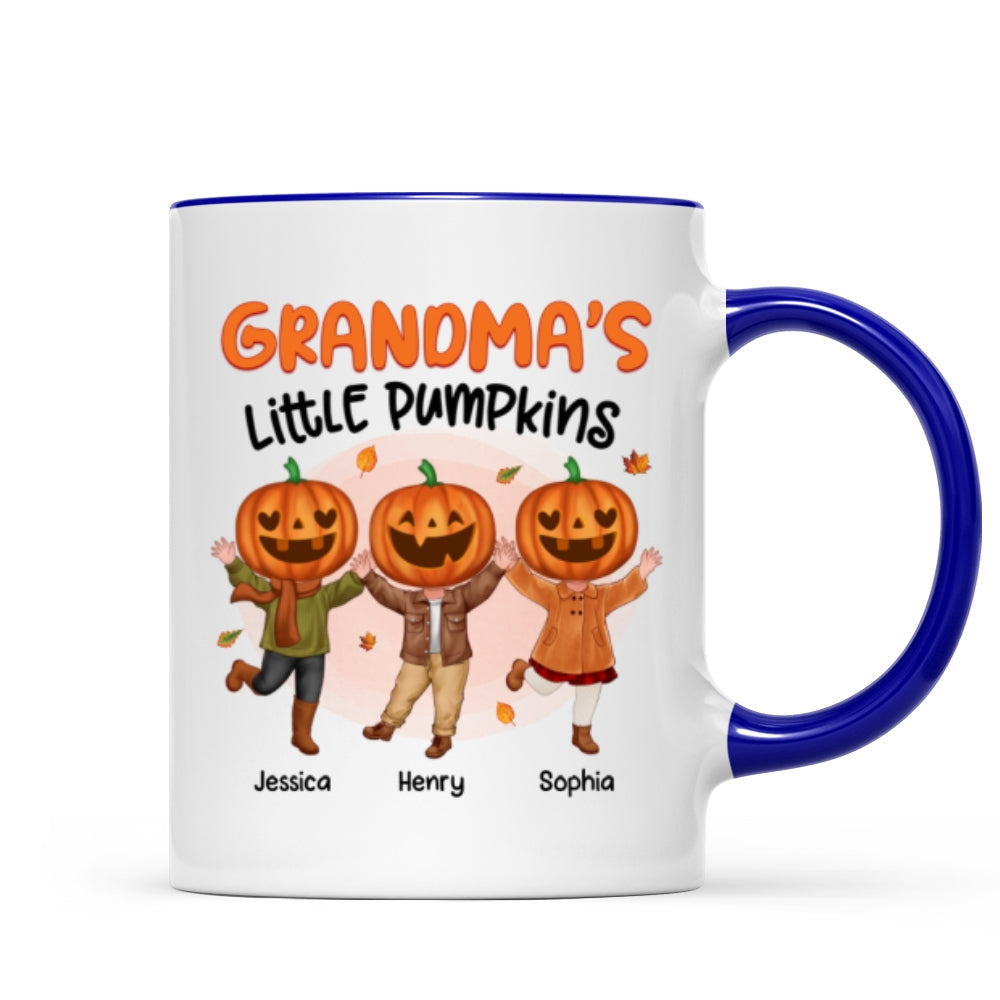 Grandma's Little Pumpkins Happy Kids With Pumpkin Head Personalized Fall Season Mug