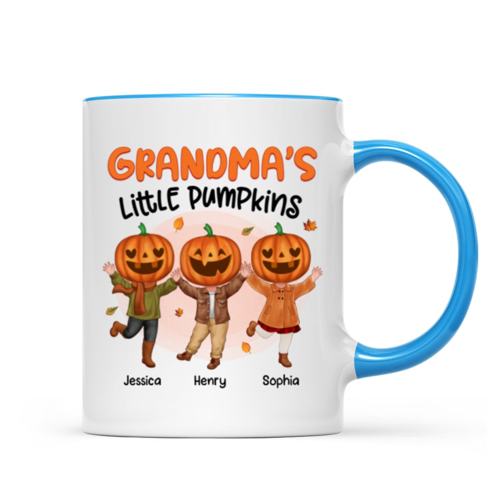 Grandma's Little Pumpkins Happy Kids With Pumpkin Head Personalized Fall Season Mug