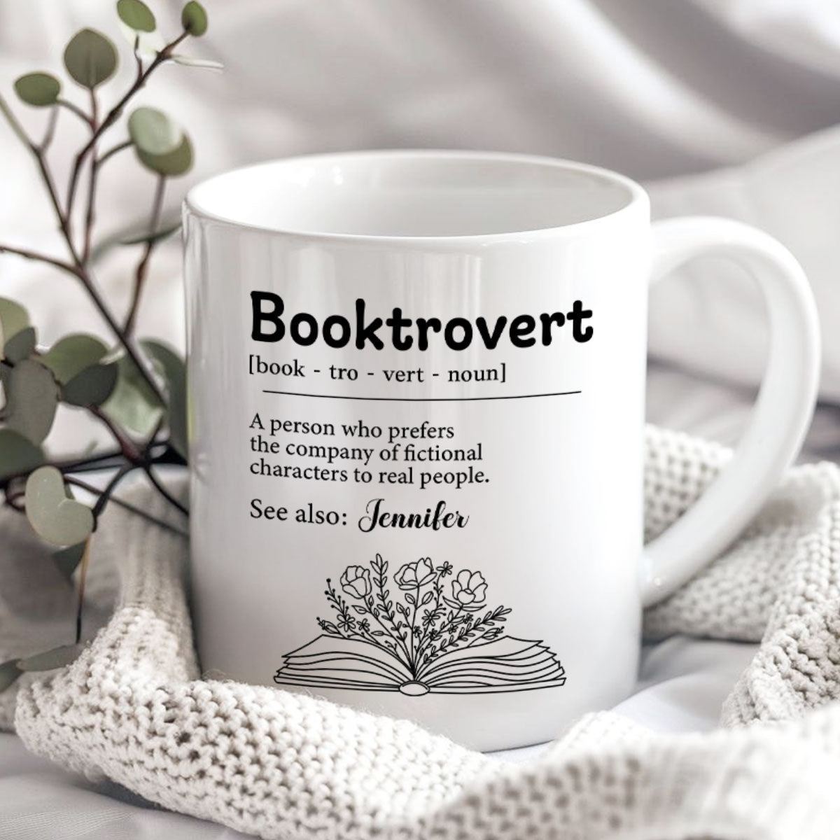 Booktrovert Definition Gift For Book Lover, Bookworm Personalized Mug