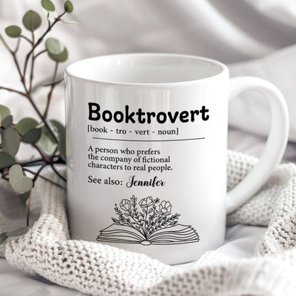Booktrovert Definition Gift For Book Lover, Bookworm Personalized Mug