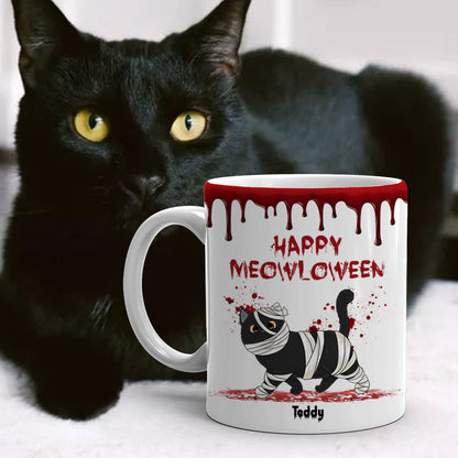 Halloween Spooky Fluffy Cat Personalized Mug