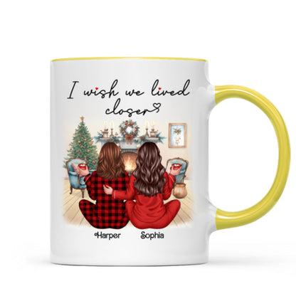 I Wish We Lived Closer Back View Pajamas Besties Personalized Mug, Christmas Gift For Besties, Best Friends