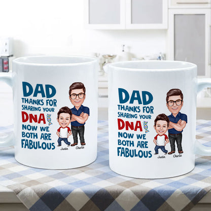 Dad Thanks For Sharing Your DNA Personalized Mug, Father's Day Gift From Son, Daughter