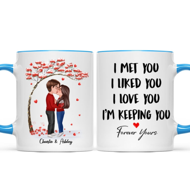 Doll Couple Kissing Under Red Tree Gift For Him For Her Personalized Mug