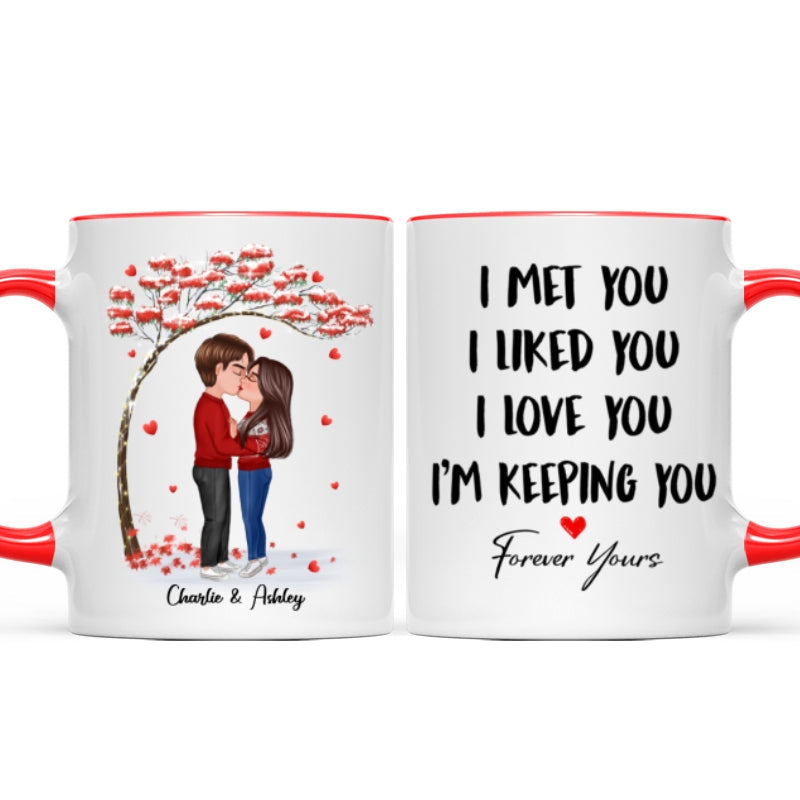 Doll Couple Kissing Under Red Tree Gift For Him For Her Personalized Mug