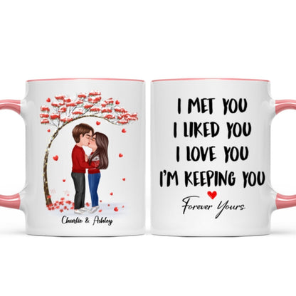 Doll Couple Kissing Under Red Tree Gift For Him For Her Personalized Mug
