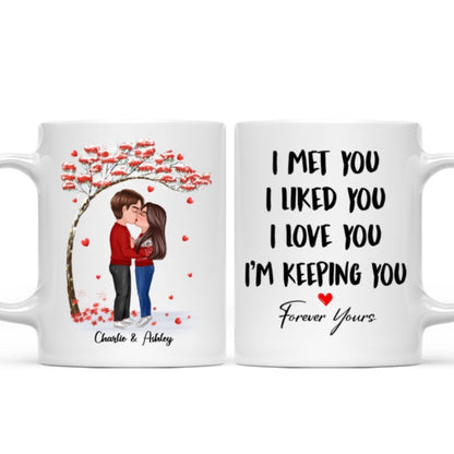 Doll Couple Kissing Under Red Tree Gift For Him For Her Personalized Mug