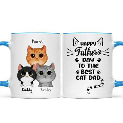Happy Father's Day To The Best Cat Dad Cat Shape Watercolor Cute Cats Personalized Mug