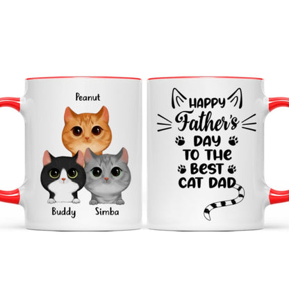 Happy Father's Day To The Best Cat Dad Cat Shape Watercolor Cute Cats Personalized Mug