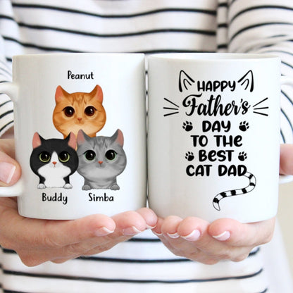Happy Father's Day To The Best Cat Dad Cat Shape Watercolor Cute Cats Personalized Mug