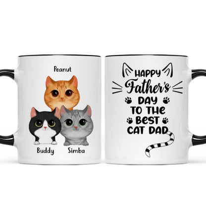 Happy Father's Day To The Best Cat Dad Cat Shape Watercolor Cute Cats Personalized Mug