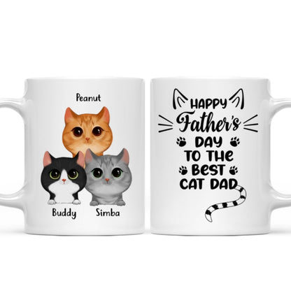 Happy Father's Day To The Best Cat Dad Cat Shape Watercolor Cute Cats Personalized Mug